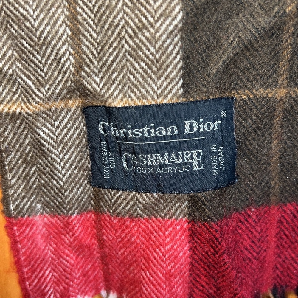 Vintage Christian Dior 100% Cashmere Plaid Scarf - Picture 6 of 6